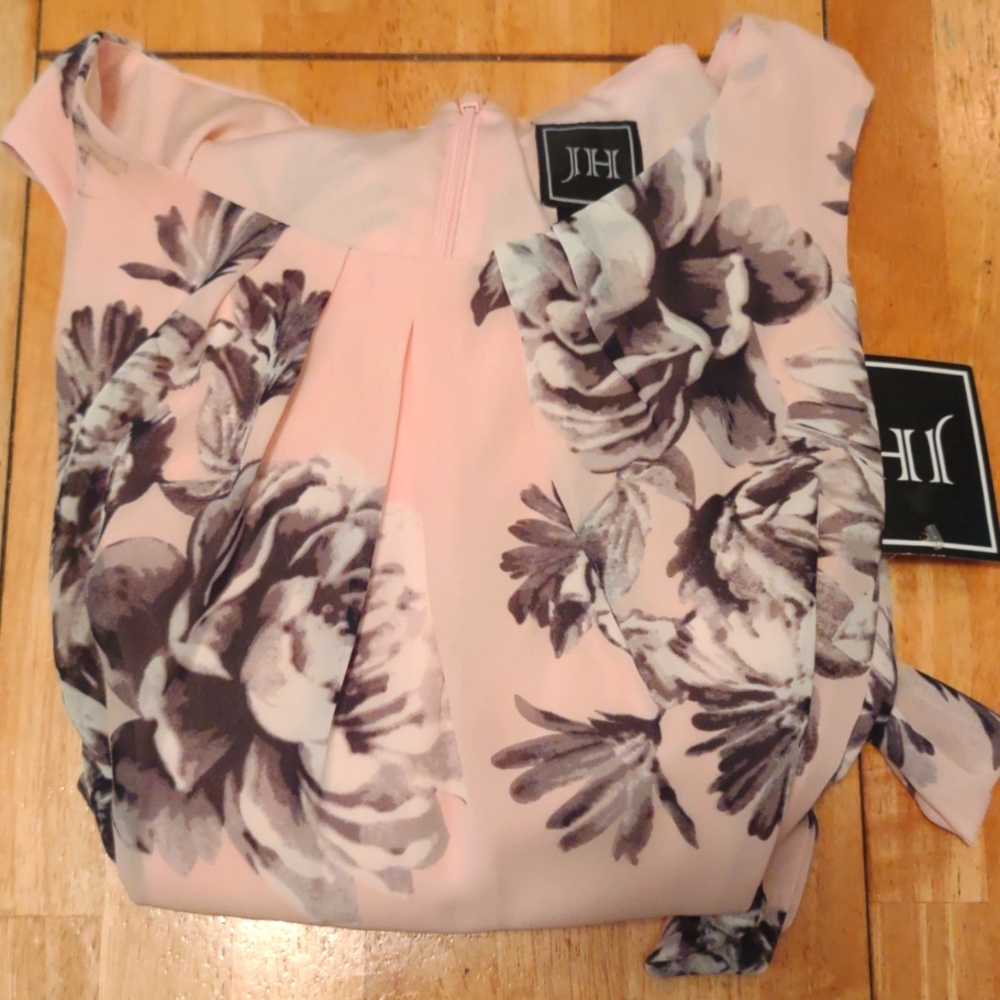 Pink dress with gray flowers